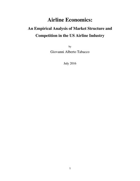 airline industry competition analysis|Airline Economics: An Empirical Analysis of Market Structure and .